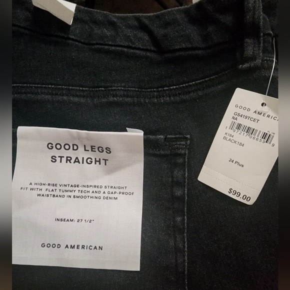 Good American Straight Leg black Jean size 24 - Picture 1 of 2